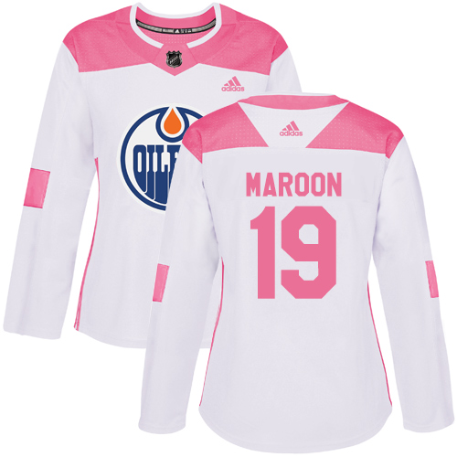 Adidas Oilers #19 Patrick Maroon White/Pink Authentic Fashion Women's Stitched NHL Jersey